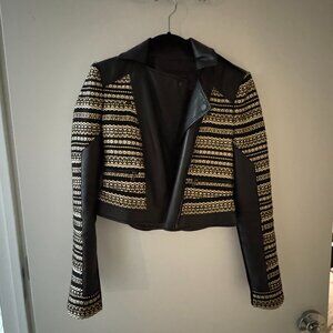 XS BCBGMaxazria Black and Gold Motto Jacket